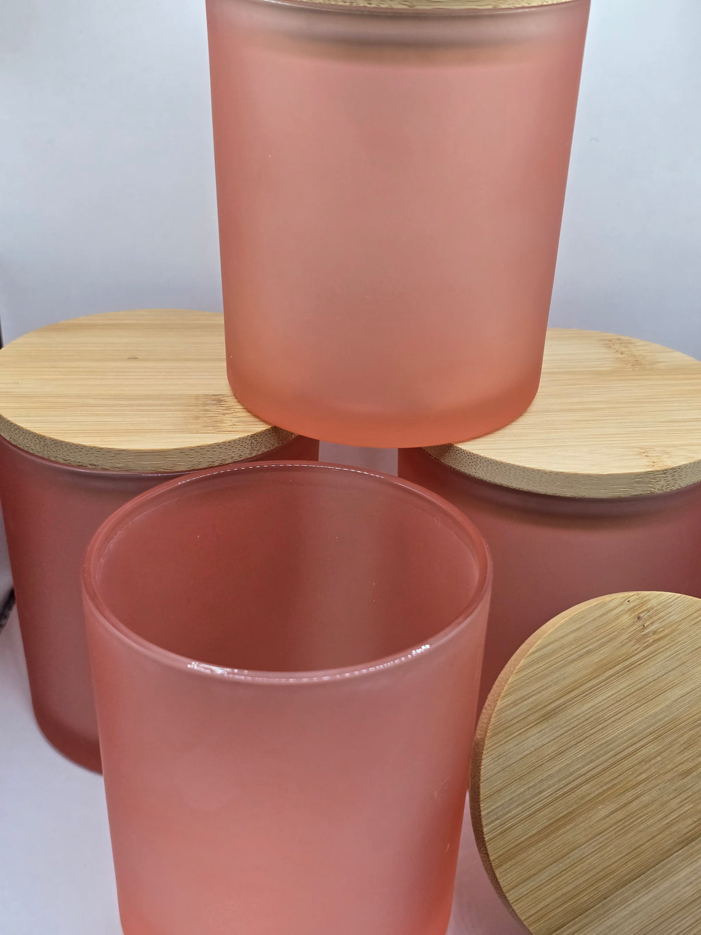 Hand-poured 12 oz soy wax candle in clear glass jar
