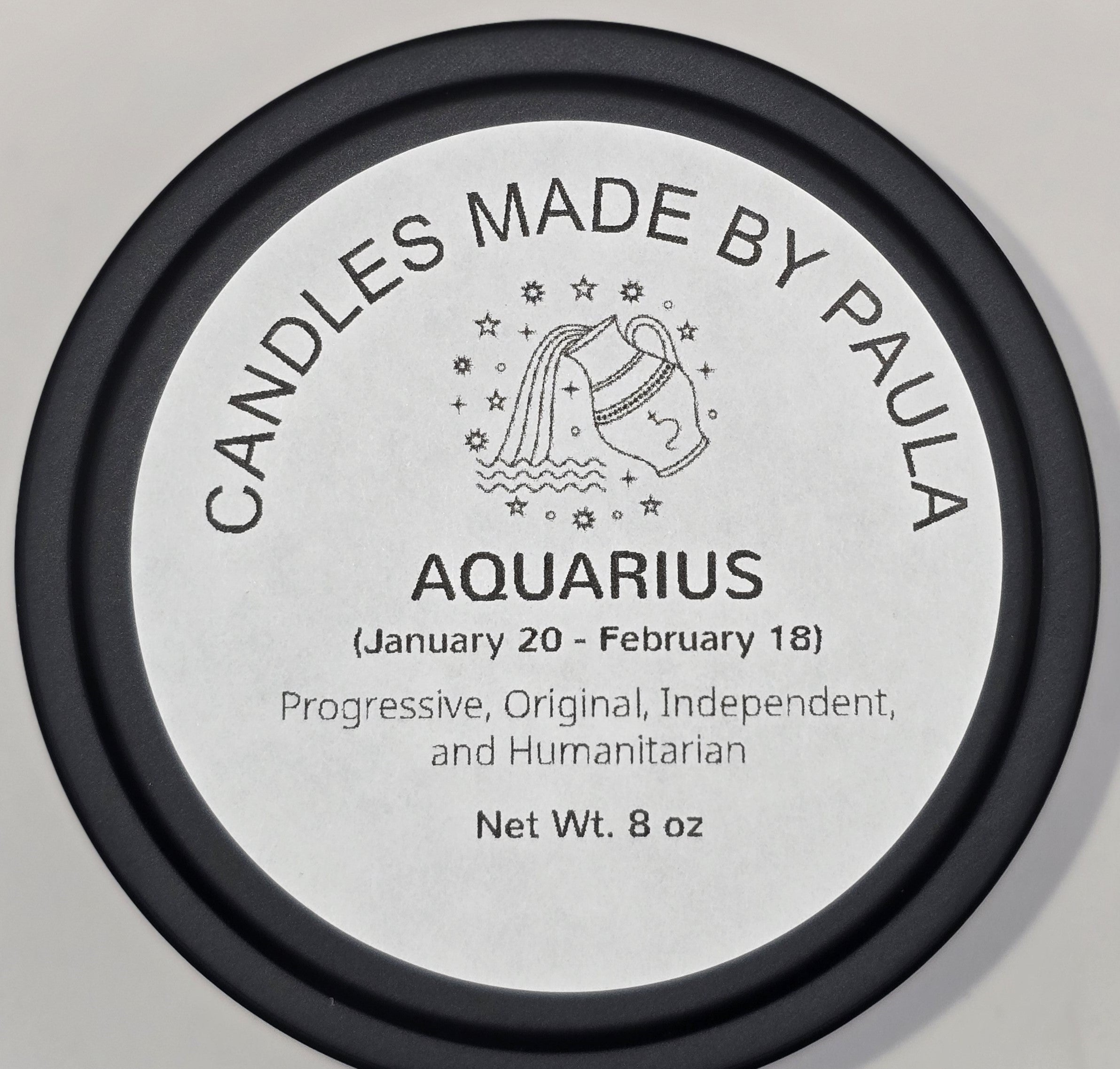 Aquarius zodiac candle in blue - air sign aromatherapy candle for January 20 to February 18