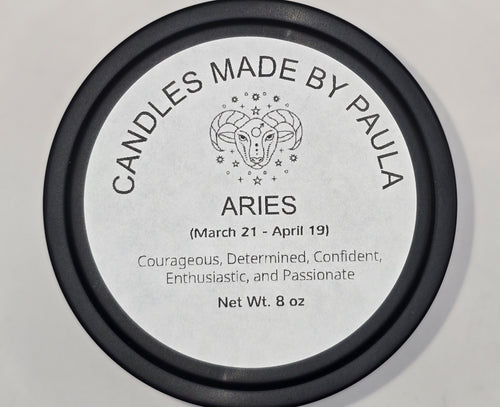 Aries zodiac candle in red - fire sign aromatherapy candle for March 21 to April 19