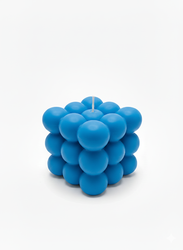 🔵 Blue Bubble Cube Candle – Modern Geometric Candle
