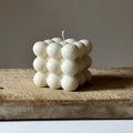 White bubble cube candle - modern geometric rose scented candle