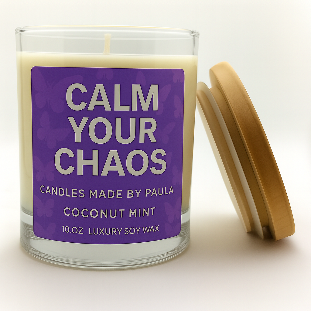 Calm Your Chaos candle - Coconut Mint scent for refreshing relaxation
