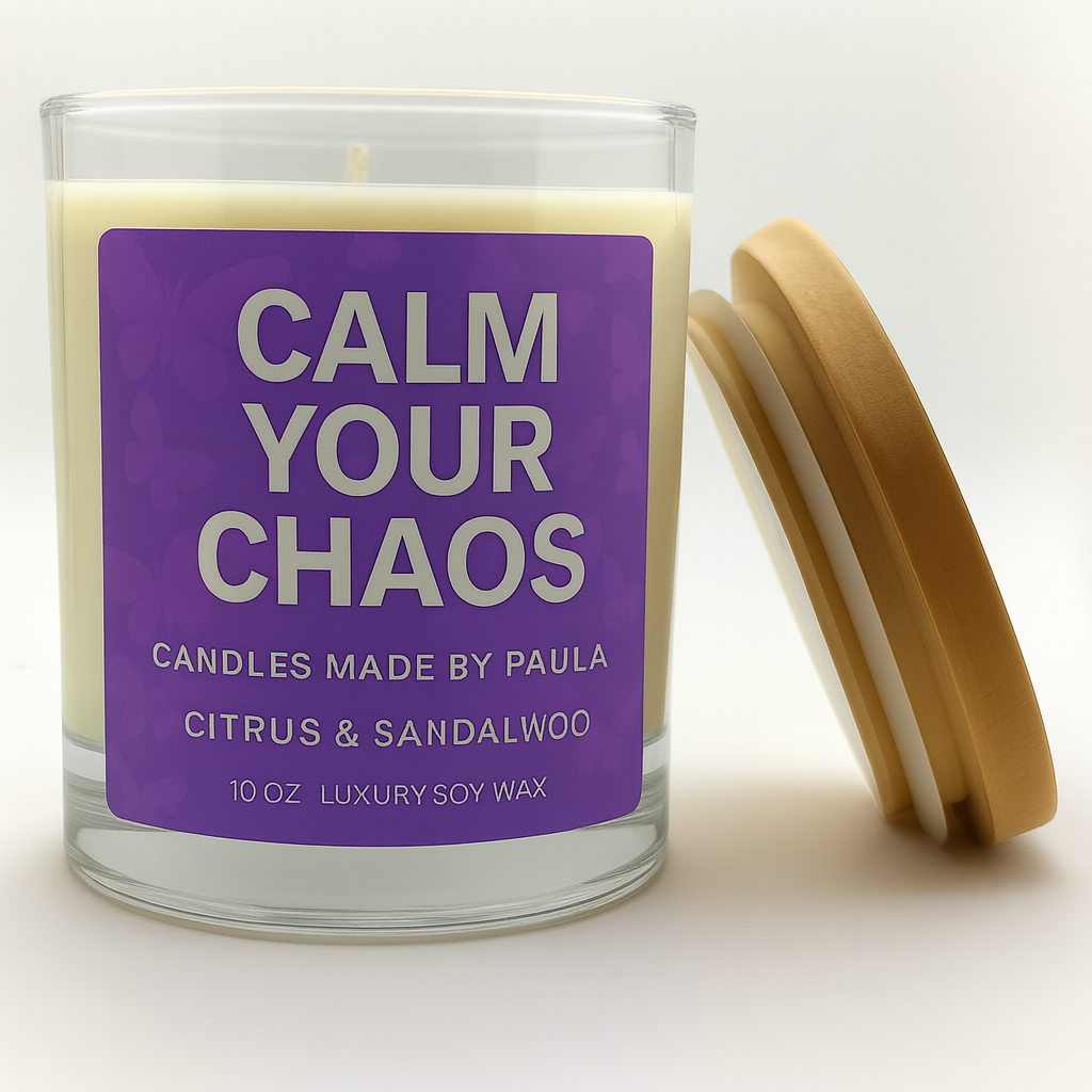 Calm Your Chaos candle - Citrus Sandalwood scent for relaxation
