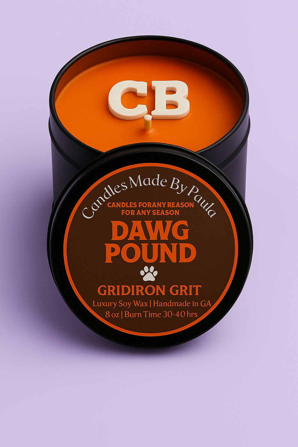 Cleveland Browns candle - Gridiron Grit scent 8 oz tin
