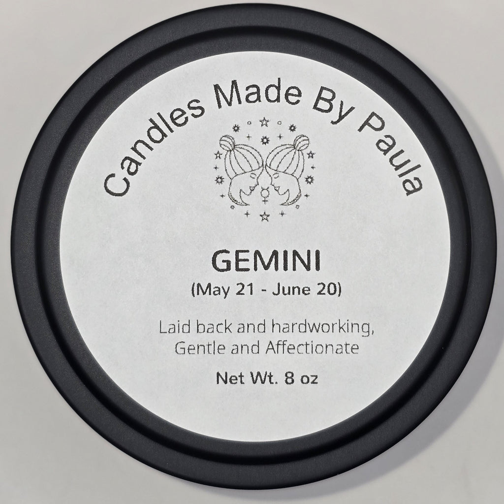 Gemini zodiac candle in yellow - air sign aromatherapy candle for May 21 to June 20