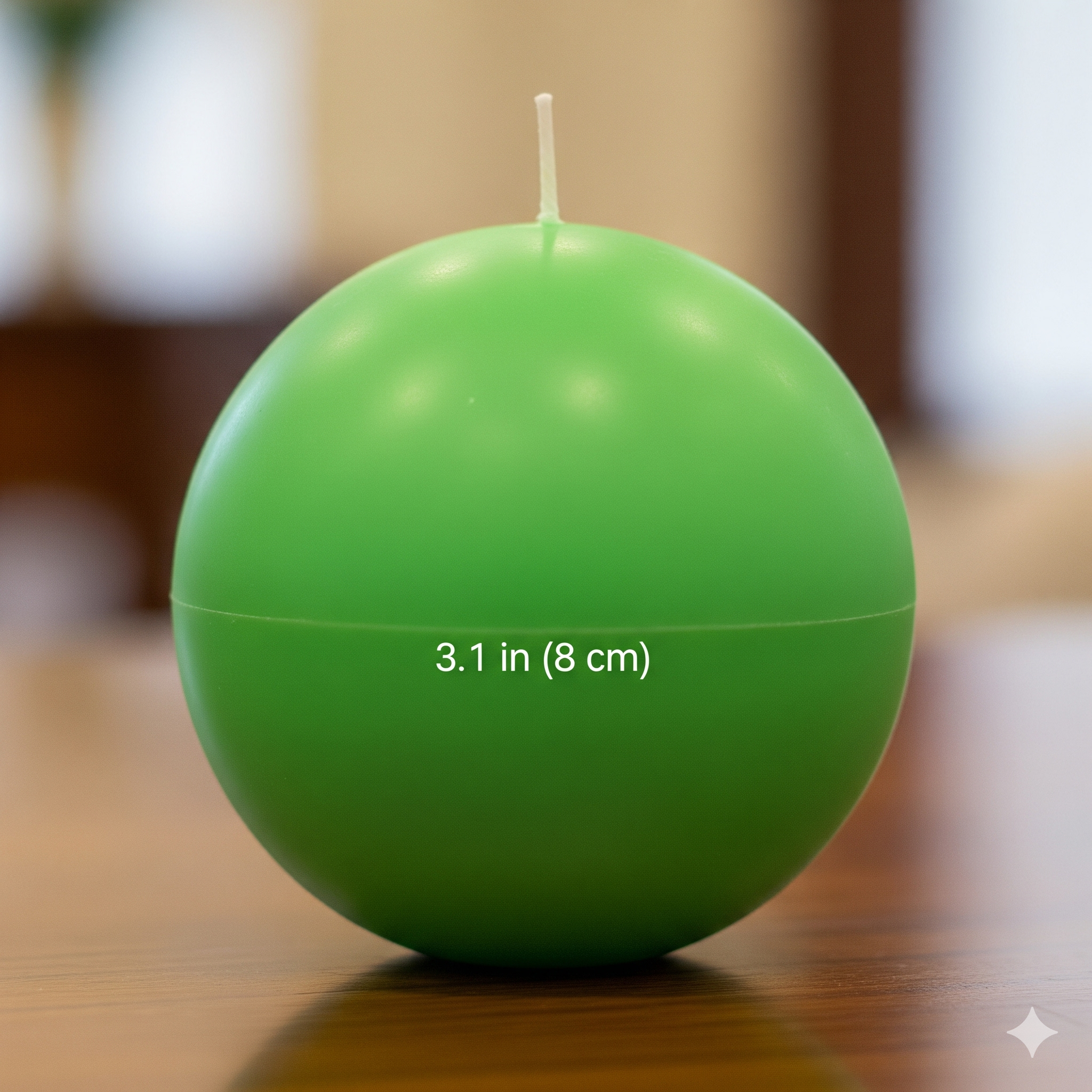 Medium green ball candle - eucalyptus sphere candle 3.1 inches