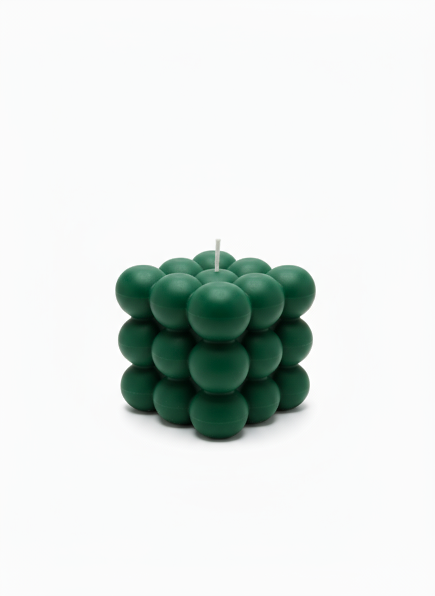 Green bubble cube candle - modern geometric eucalyptus mint candle