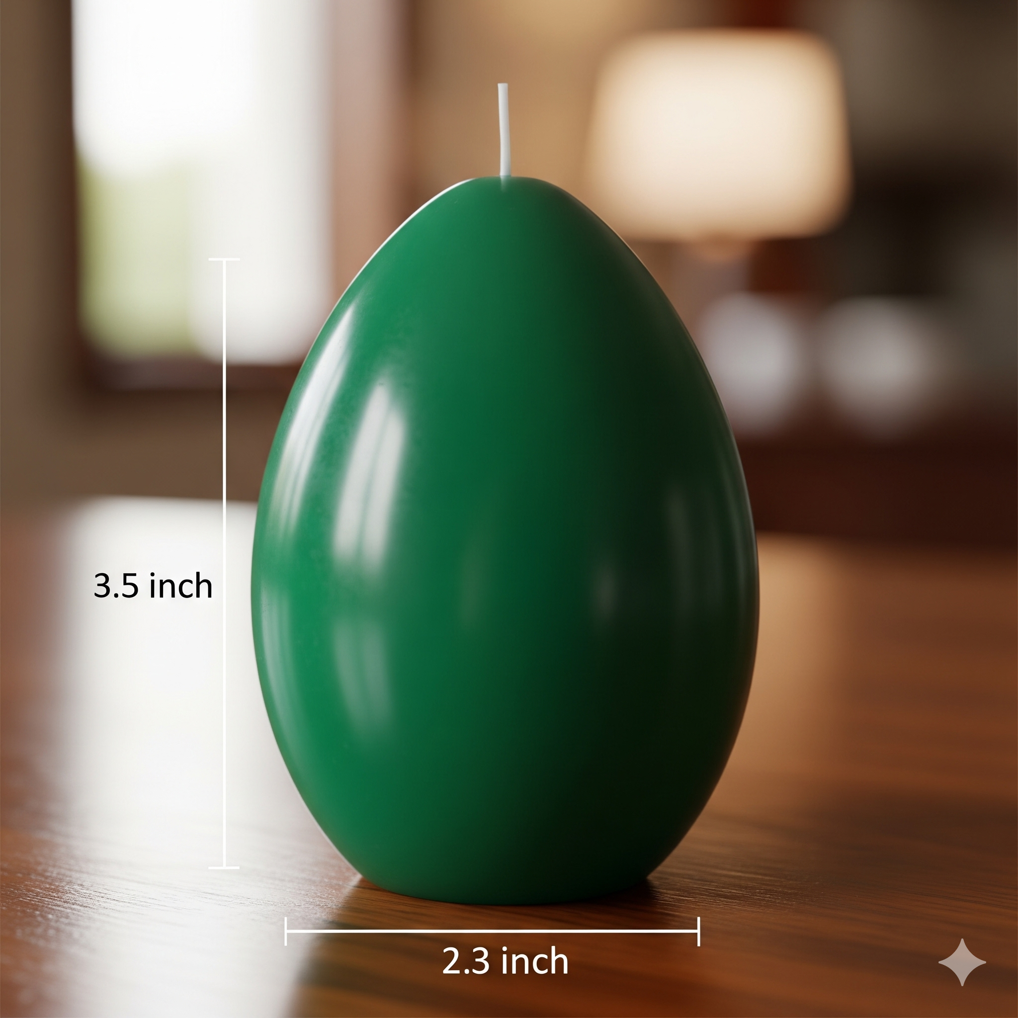 Large green egg candle - eucalyptus decorative egg shaped candle 3.5x2.3 inches
