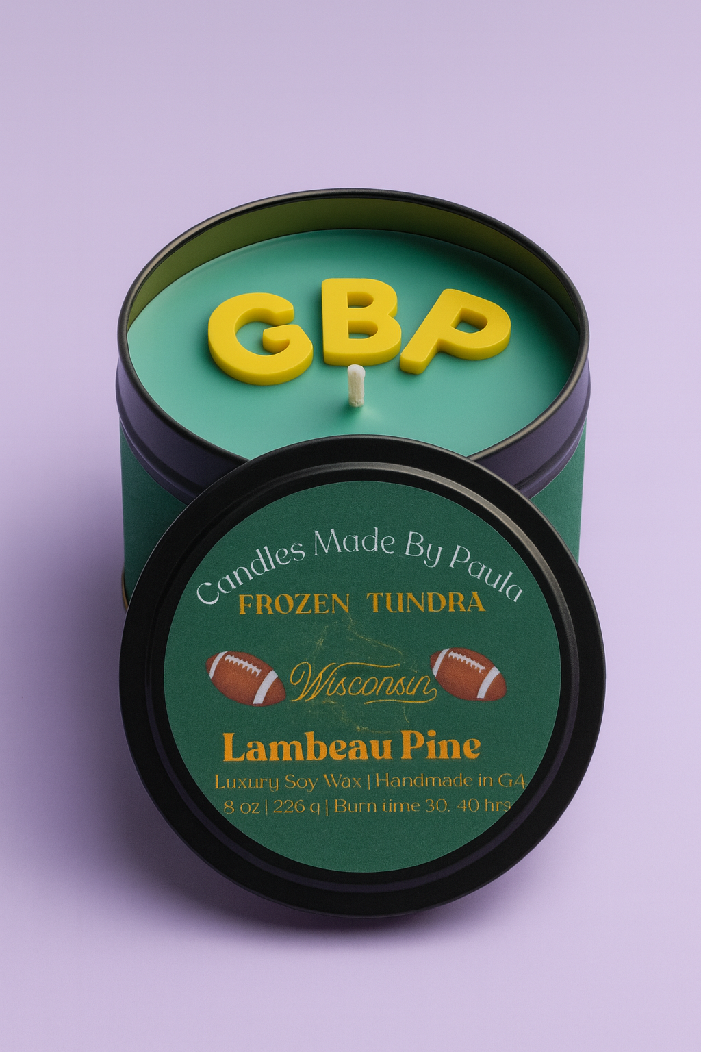 Green Bay Packers Frozen Tundra candle - Lambeau Pine scent 8 oz tin
