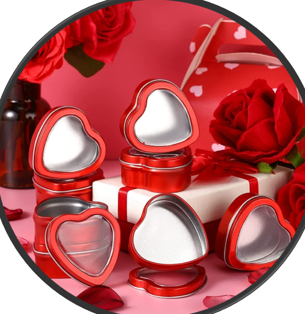 Heart candles in tin - Valentine's Day gift