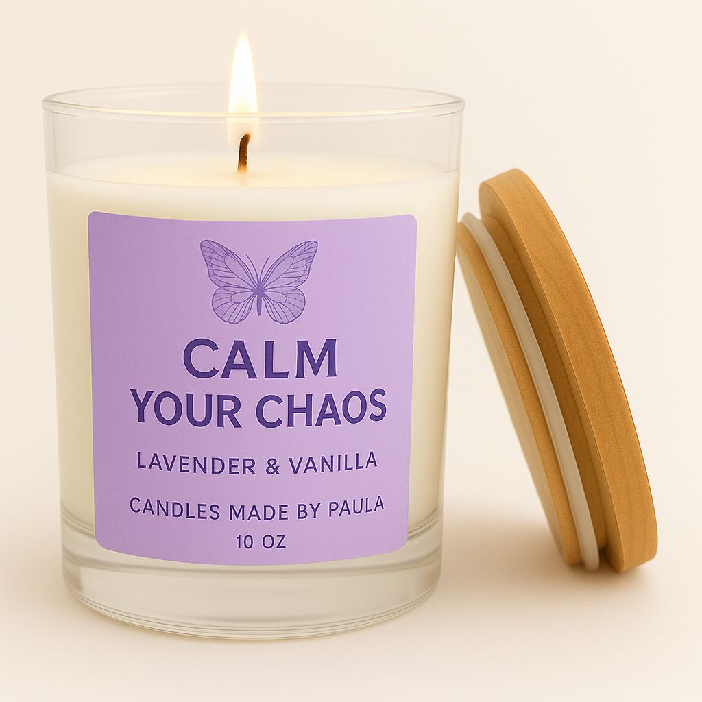 Calm Your Chaos candle - Lavender Vanilla scent for relaxation
