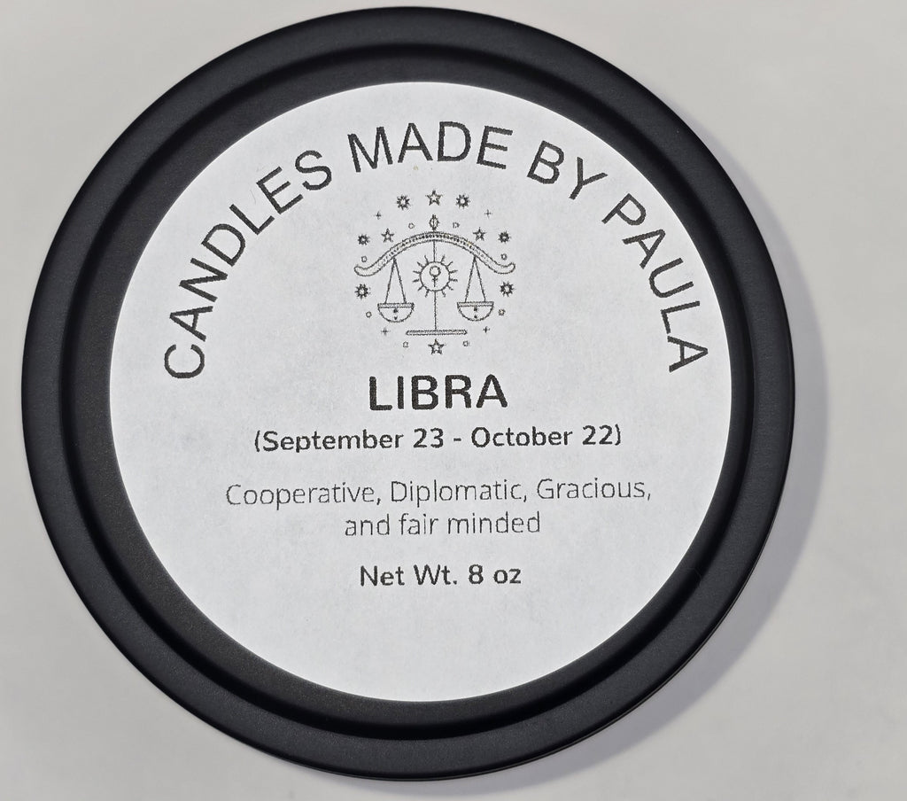 Libra zodiac candle in pink - air sign aromatherapy candle for September 23 to October 22