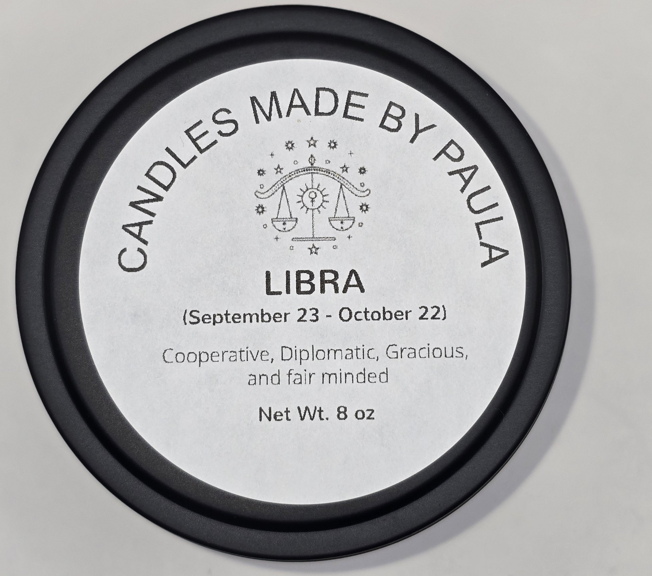 Libra zodiac candle in pink - air sign aromatherapy candle for September 23 to October 22