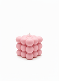 💗 Pink Bubble Cube Candle – Modern Geometric Candle