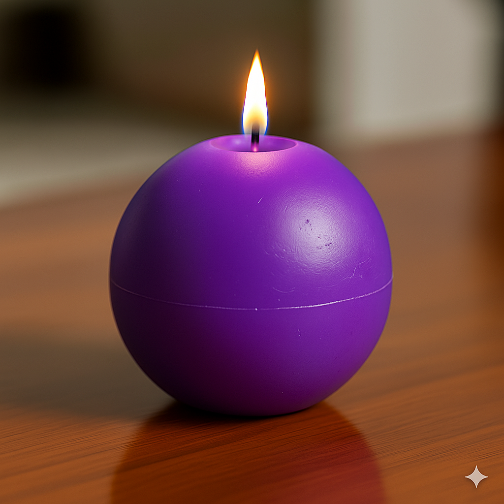 Small purple ball candle - lavender vanilla sphere candle 2.5 inches