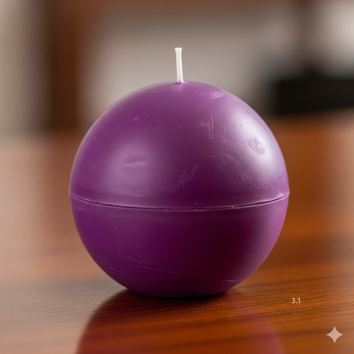 Medium purple ball candle - lavender vanilla sphere candle 3.1 inches