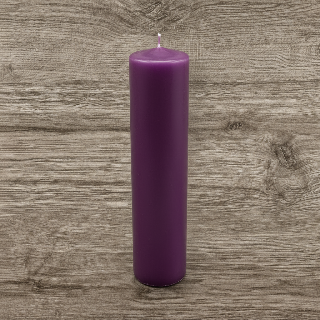 Purple pillar candle - lavender vanilla classic column candle