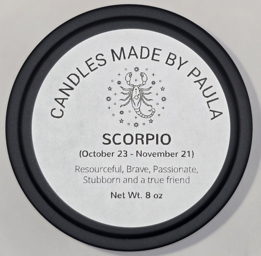 Scorpio zodiac candle in burgundy - water sign aromatherapy candle for October 23 to November 21