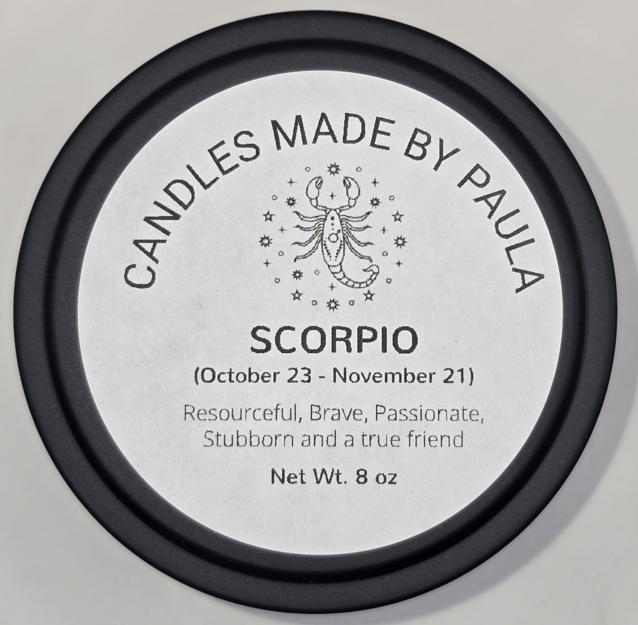 Scorpio zodiac candle in burgundy - water sign aromatherapy candle for October 23 to November 21