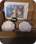 Sympathy Gift Box with peony candles, heart plaque, memorial stone, and customizable sympathy card in decorative box