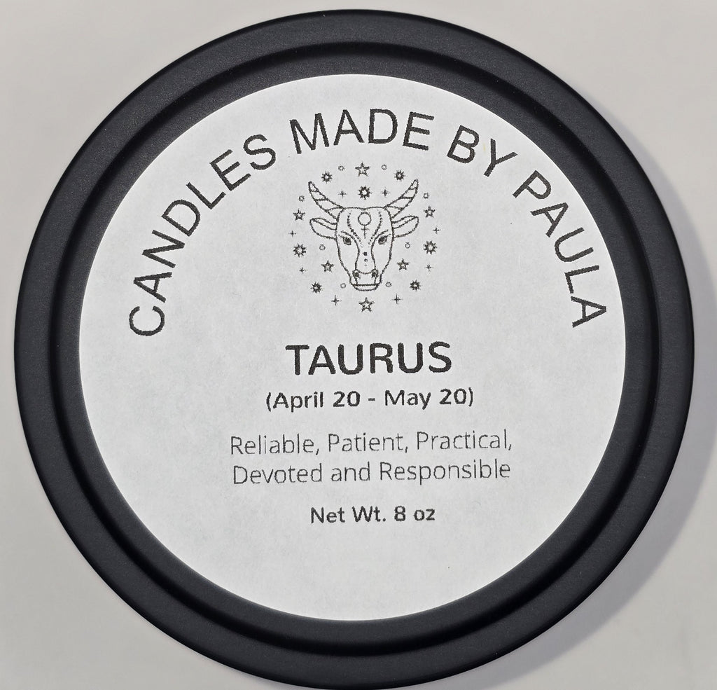Taurus zodiac candle in green - earth sign aromatherapy candle for April 20 to May 20