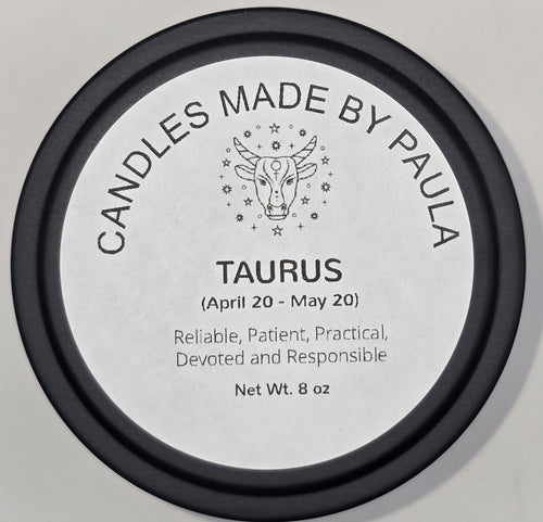 Taurus zodiac candle in green - earth sign aromatherapy candle for April 20 to May 20