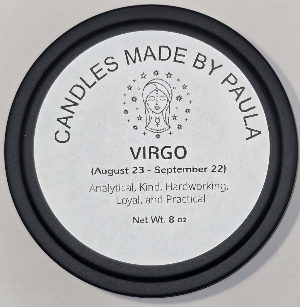 Virgo zodiac candle in brown - earth sign aromatherapy candle for August 23 to September 22