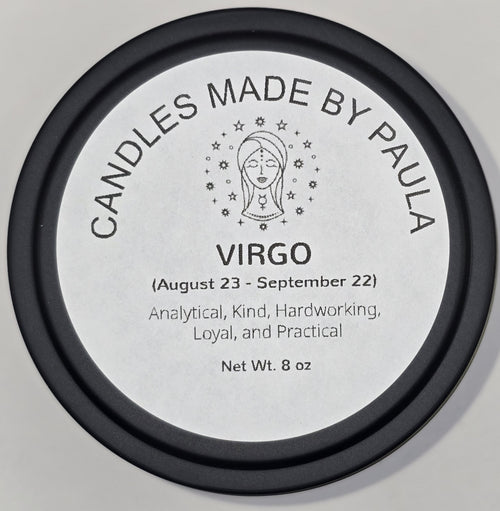 Virgo zodiac candle in brown - earth sign aromatherapy candle for August 23 to September 22