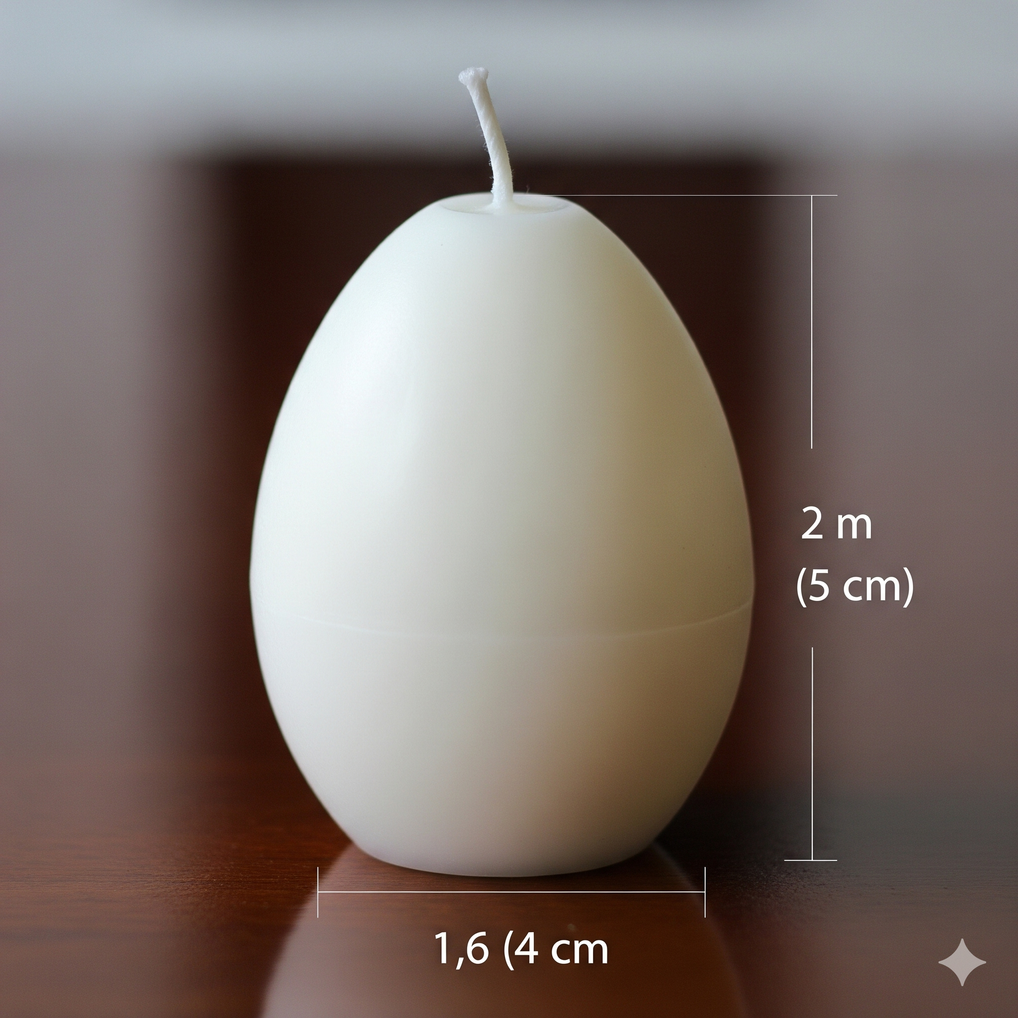 White candle with measurements on a dark background