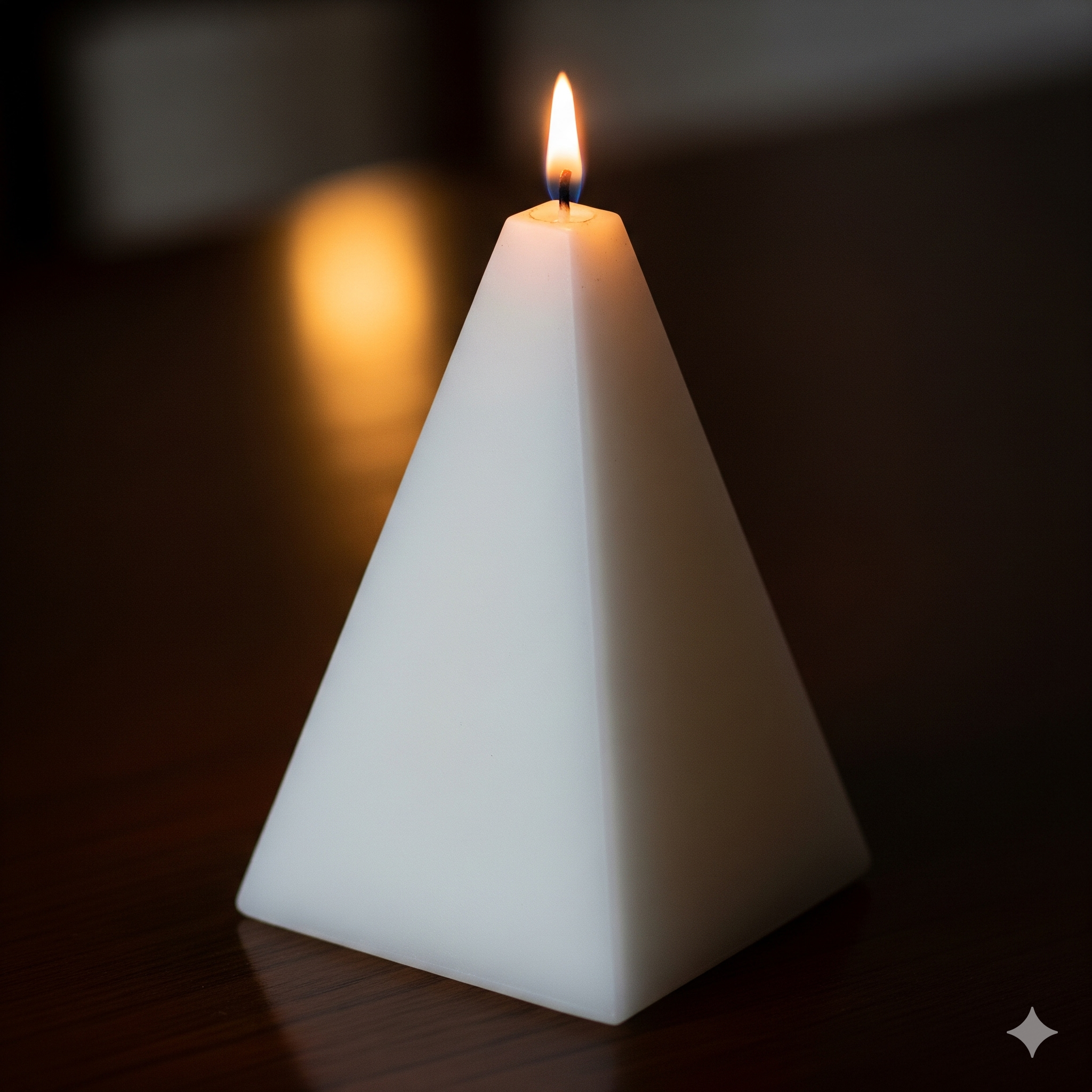 White pyramid candle - geometric rose scented statement candle
