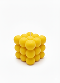 Yellow bubble cube candle - modern geometric lemon scented candle