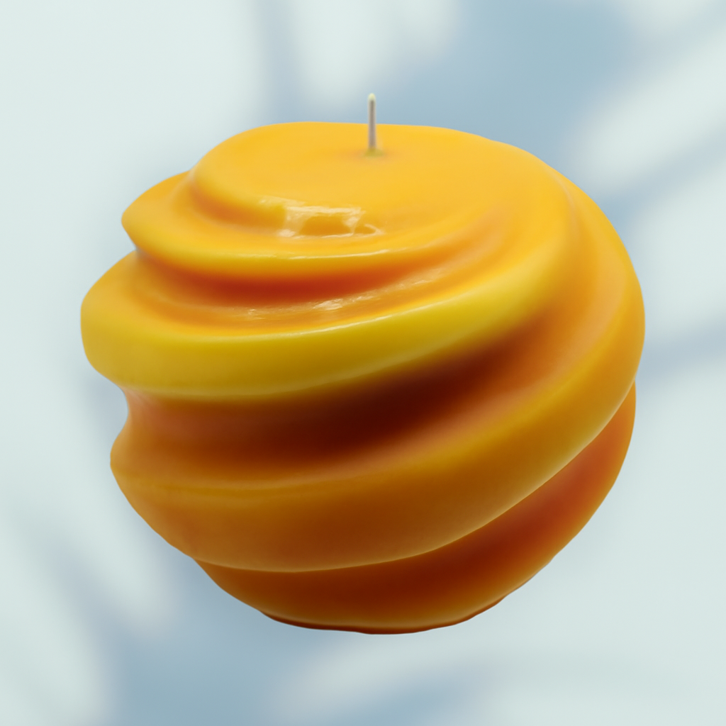 "Yellow swirl candle - citrus aromatherapy soy wax candle by Candles Made By Paula"